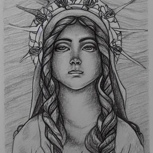 Virgen of the sea, Pencil Sketch