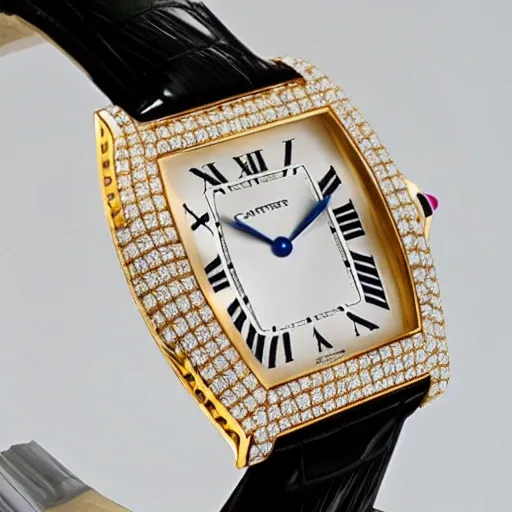 a cartier men's watch decorated with ruby and diamond , 3D