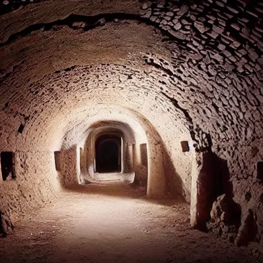 A photo of the mysterious ancient underground city, including the mysterious entrance of the ancient underground city, ancient underground cities, mystery