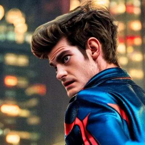 hurt Andrew Garfield in a spiderman letter jacket and jeans cleaning his blood from his mouth standing in chrysler building, smoldering gaze looking directly at the viewer, award-winning photography, perfect faces, perfect blue eyes, full lips, c-cup breasts, milky white skin, detailed and intricate, (((hyper-sharp focus))), detailed city background, background blur, analog style, modelshoot style, (((depth of field))), magic hour, film grain, octane render, HDR, 8K