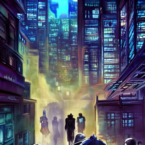 Crime alley in the gotham city, anime, oil painting, high resolution, cottagecore, ghibli inspired, 4k