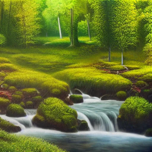 A realistic beautiful natural landscape, 4k resolution, hyper detailed, Oil Painting