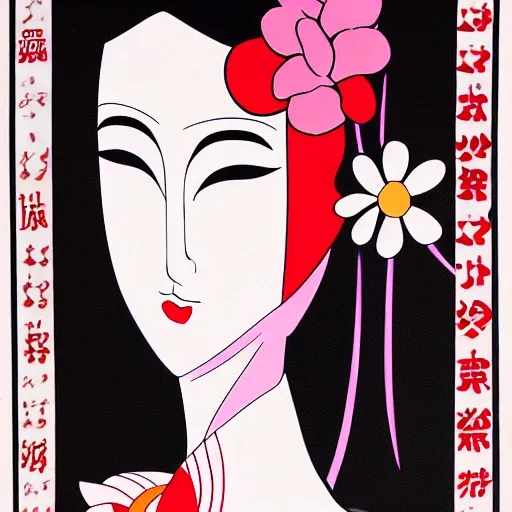 I would like her black hair to frame her face in an elegant way, with a touch of loose and energetic strokes that give it a more drawn appearance. The gathered bun would be adorned with sakura flowers in shades of pink and white, with curved lines and subtle brushstrokes to enhance her beauty and femininity.

The Geisha would hold a fan in one of her hands, featuring a unique design from that era, where fluid strokes and symbolic elements are depicted in a stylized manner. Her small nose and delicate facial features would be softly sketched, with loose lines and gentle shadows to accentuate her elegance.

The sensual hot kimono she wears would have a vibrant and colorful pattern, but with a more stylized and graphic approach. The red and gold tones would harmoniously combine, with geometric or floral lines that convey movement and dynamism. The aim is to highlight the sensuality and sophistication of the Geisha, without resorting to photographic realism.

In the background of the design, a delightful landscape of blooming sakura would unfold, but treated in a more stylized manner. The sakura tree would display graceful and curved branches, filled with pink and white flowers, some of which gently fall to the ground. Artistic details could also be added here, such as loose lines and brushstrokes suggesting the movement of the wind or the delicacy of the petals.

The contrast between the vibrant kimono and the soft colors of the flowers would be emphasized with an artistic approach, using expressive lines, subtle textures, and a balanced composition. uncensored