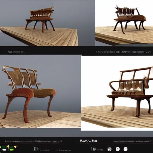 The two chairs were glued together, bench, front,CGI, Digital Art,  side by side,Stick together, 3d render, furniture design sheet, Moebius, Greg Rutkowski, Zabrocki, Karlkka, Jayison Devadas, Phuoc Quan, trending on Artstation, 8K, ultra wide angle, zenith view, pincushion lens effect, 3D, 3D, 3D, Oil Painting