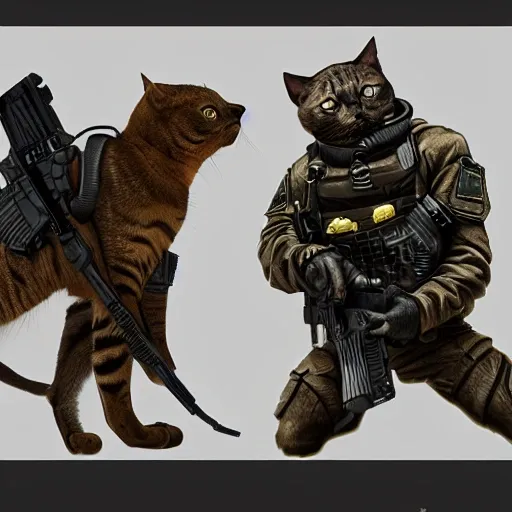 special forces russian, a cat with a gun, (cat_1.6), commando cat trending on artstation, sharp focus, studio photo, intricate details,