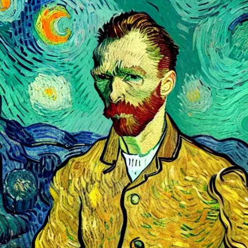 
 , a man hold a ball, van gogh style