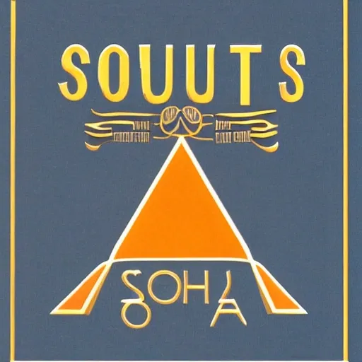 art deco logo for a company called "South, no doubt" which serves south indian food