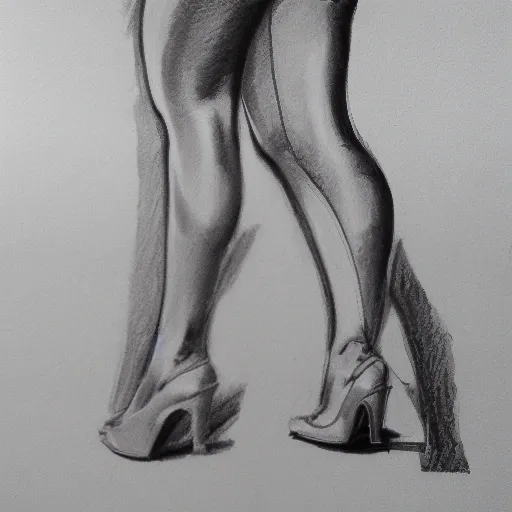 curvy woman legs with very muscular calves, Pencil Sketch