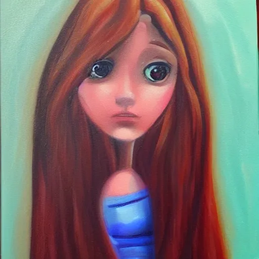 girl, 3D, Cartoon, Oil Painting