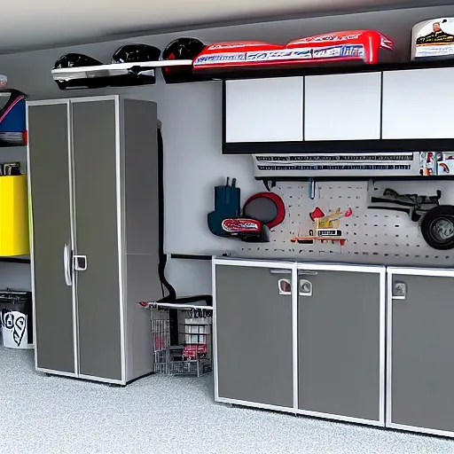 Garage, workshop, motorcycle, trucks, tv, beers, fridge , 3D