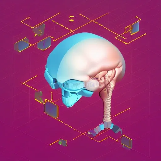 Artificial intelligence concept. 3d isometric vector illustration. Human brain., 3D