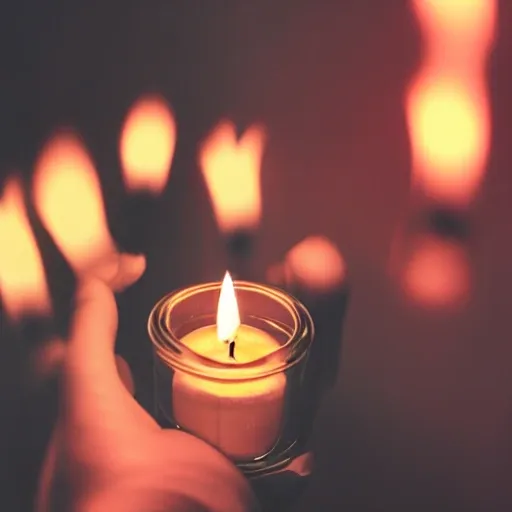 candle, flames, hallway, people, holding, candle, smiling, fragrance