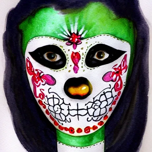 catrina mask, Water Color