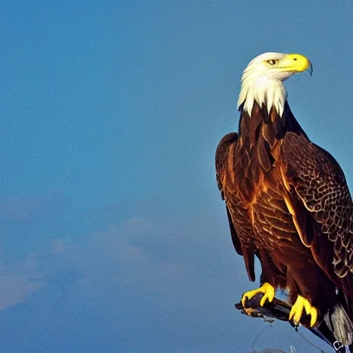 Eagel, with blue eyes, with fire in the background 