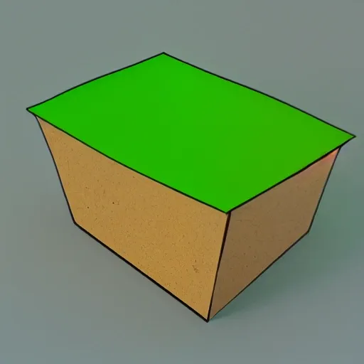 green outbox, 3D, Pencil Sketch