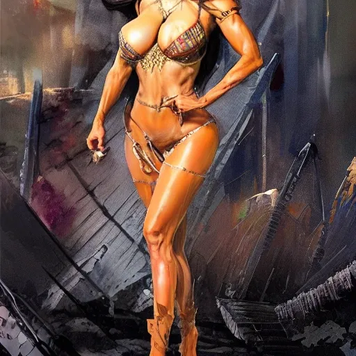 portrait full body female Russian concubine with slim curvy body painting by gaston bussiere, greg rutkowski, yoji shinkawa, yoshitaka amano, tsutomu nihei, donato giancola, tim hildebrandt, oil on canvas, trending on artstation, featured on pixiv, cinematic composition, extreme detail, metahuman creator

,(best quality:1.4), ((masterpiece)),((realistic)), (detailed),

Negative prompt: paintings, sketches, (worst quality:2.0),(normal quality:2.0), (low quality:2.0), lowres, ((monochrome)), ((grayscale))(monochrome:1.1), (shota:1.5), ((disfigured)), ((bad art)),((NSFW)), bad-hands-5,
Steps: 20, Sampler: DDIM, CFG scale: 7, Seed: 4141018083, Size: 512x768, Model hash: 32c4949218, Model: V08_V08, Denoising strength: 0.5, ENSD: 31337, Hires upscale: 2, Hires steps: 20, Hires upscaler: 4x-UltraSharp