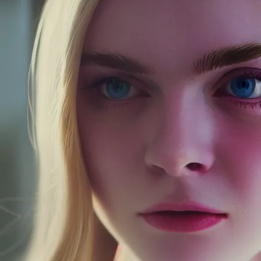 elegant waif Elle Fanning leaves men speechless, blue eyes, a-cup breasts, lips, nose, looking at viewer, photorealistic, portrait, masterpiece, shallow depth of field, (high detailed skin:1.2), 8k uhd, dslr, soft light, film grain, 20mp, Fujifilm XT3, 80mm, hasselblad