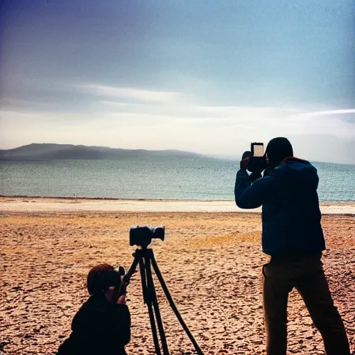 taking pictures at the seaside