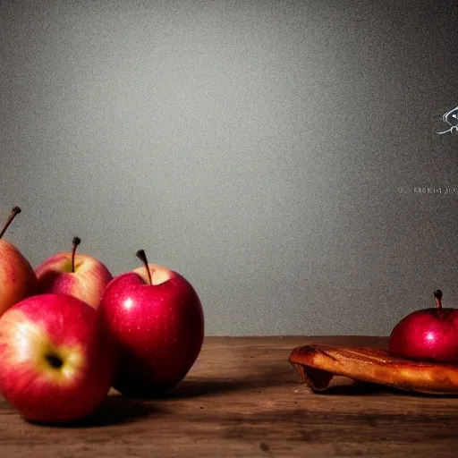 a professional digital still life photograph of a delicious world-class cuisine by expert food chef with red apples, hyper-realistic, award-winning food photography, photorealistic, hd, highly detailed, rustic props, soft studio lighting, 3D