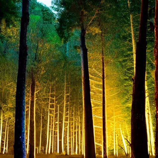 bosque encantado en la hora dorada