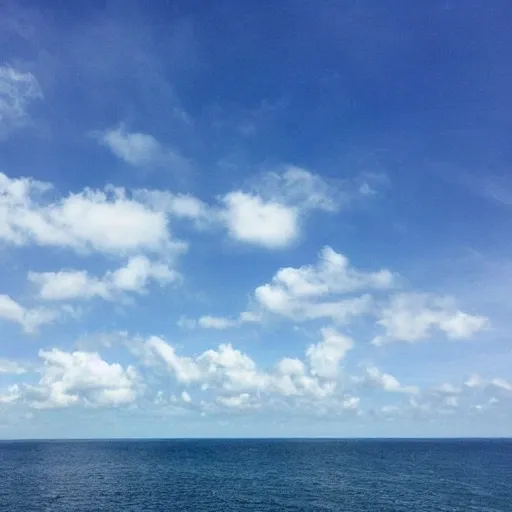 Blue sky, white clouds and sea