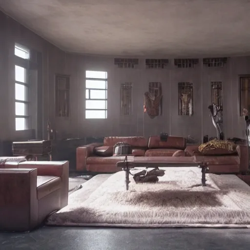 the living room of a house from the movie blade runner 2049