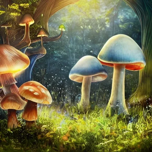 cute heartwarming friendship, blue eyes, (long floating hair), ((magical mushroom forest environment)), sunlight, dreamy atmosphere, (fantasy), intricate, highly detailed, sharp focus, low angle view, (centered image composition), professionally color graded, masterpiece, trending on artstation, hdr 4k, 8k, ((samdoesarts))

