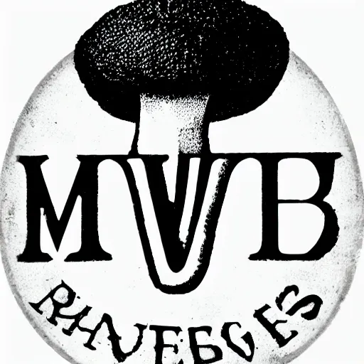 raw photo, mushrooms logo, black and withe
