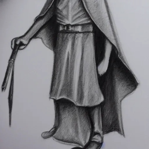 , Pencil Sketch, a teenager wizard in a wizard cape and hat, holding magic wand, extra detailed 