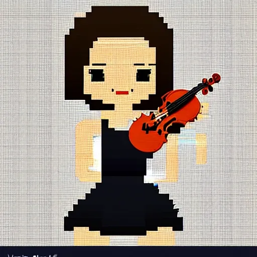 violinist girl pixel, Cartoon