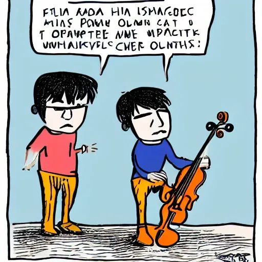 sad boy violin Cartoon