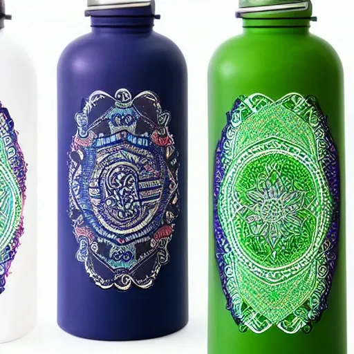 Design a breathtaking water bottle that embraces the essence of "Brahmamaya." Incorporate the sacred word "Brahmamaya" prominently on the bottle, using elegant and artistic English lettering. Surround the inscription with intricate patterns or motifs that reflect the beauty and harmony of the natural world. Consider using a combination of vibrant colors and soothing tones to create a visually stunning contrast. Ensure the water bottle is not only aesthetically pleasing but also practical, with a comfortable grip and a spill-proof lid. Let your design evoke a sense of spirituality and serenity, making it more than just a water bottle, but a vessel for inner peace and nourishment.