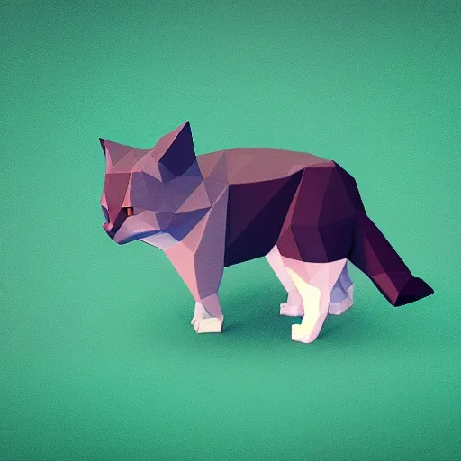 a low poly cat, isometric view, unity game asset, video game