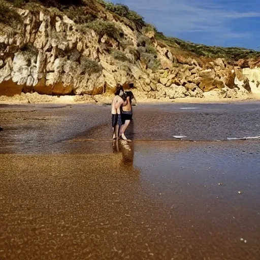 Prompt 1:
/imagine prompt: Una pintoresca playa en la costa de Menorca, donde el sol se pone en el horizonte dorado, una pareja caminando descalza por la arena blanca, aguas turquesas y cristalinas bañando sus pies, una suave brisa marina acariciando sus cabellos, Fotografía, cámara DSLR con lente gran angular, --ar 16:9 --v 5