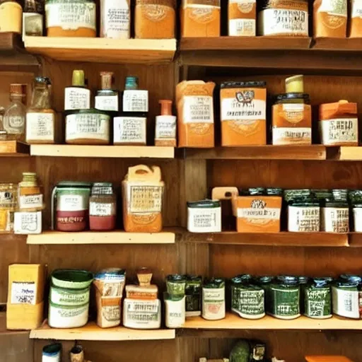 shelves natural food in old house