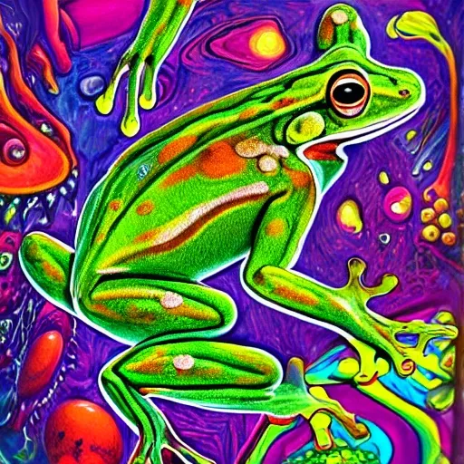 a frog, a high hyperdetailed painting with complex textures of a ...