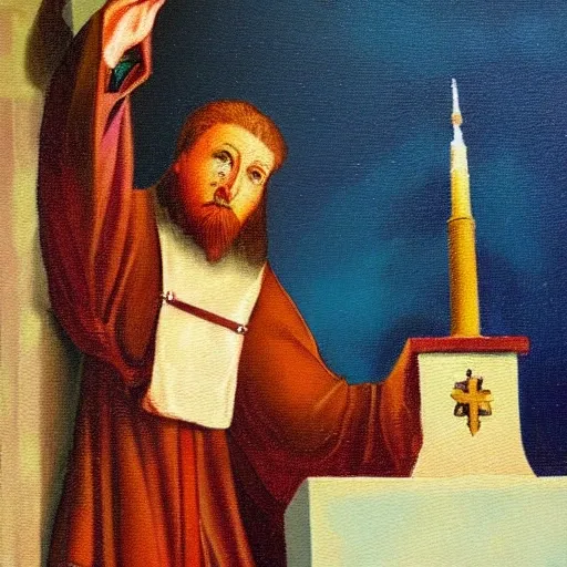 gunther jauch as a saint in a painting