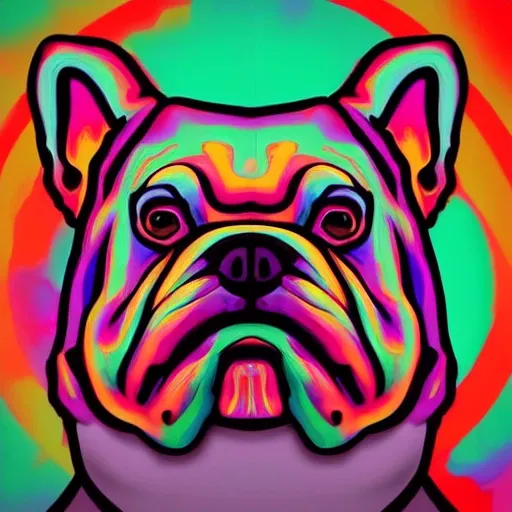 a psychedelic painting of a mafia bulldog, a digital painting, b ...