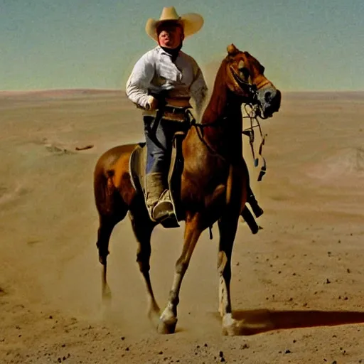 John Seeliger riding horseback on the moon
