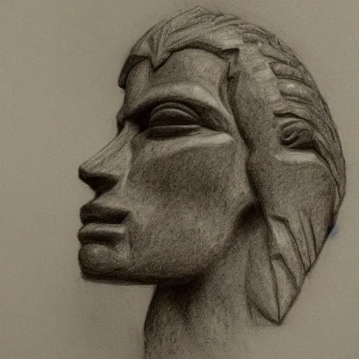 Mexican god, Pencil Sketch, 3D