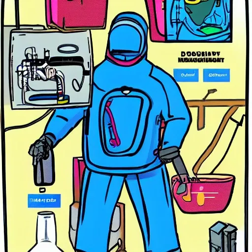 trellchem chemical protective suit illustration cartoon