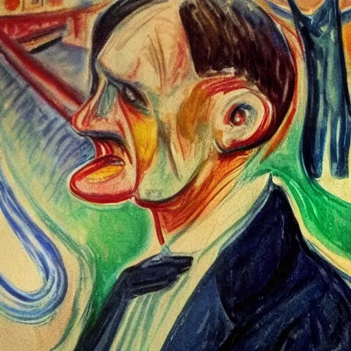 a realistic picture of Edvard Munch, 3D, Water Color