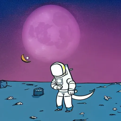 un astronauta bebiendo cerveza en la luna, Cartoon