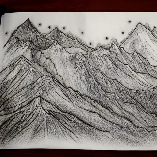 fantasy map mountains, Pencil Sketch, 3D