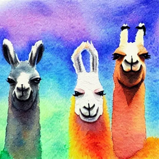 infinite bored llama line art, Water Color, 3D