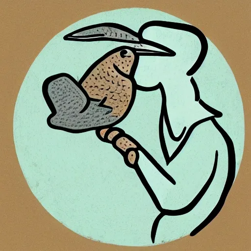 Hand-drawn illustration. Icon of Birdwatching: Draw a person holding binoculars, looking up at the sky. This represents the activity of birdwatching, which provides relaxation, connection with nature, and appreciation of the diversity of birds in the park.