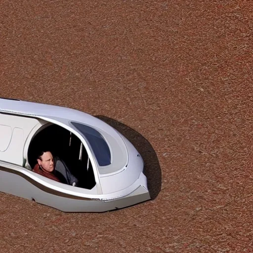 Elon Musk  arriving on Mars,  Starship, landing and walking