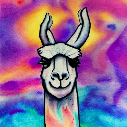 infinite bored llama line art, Water Color, Tattoo