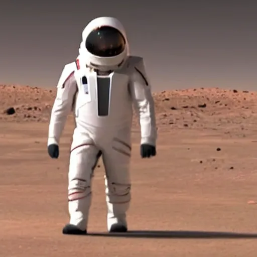 Elon Musk  walking in Mars,  Starship, landing and walking