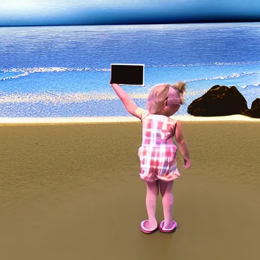 taking pictures at the seaside, 3D